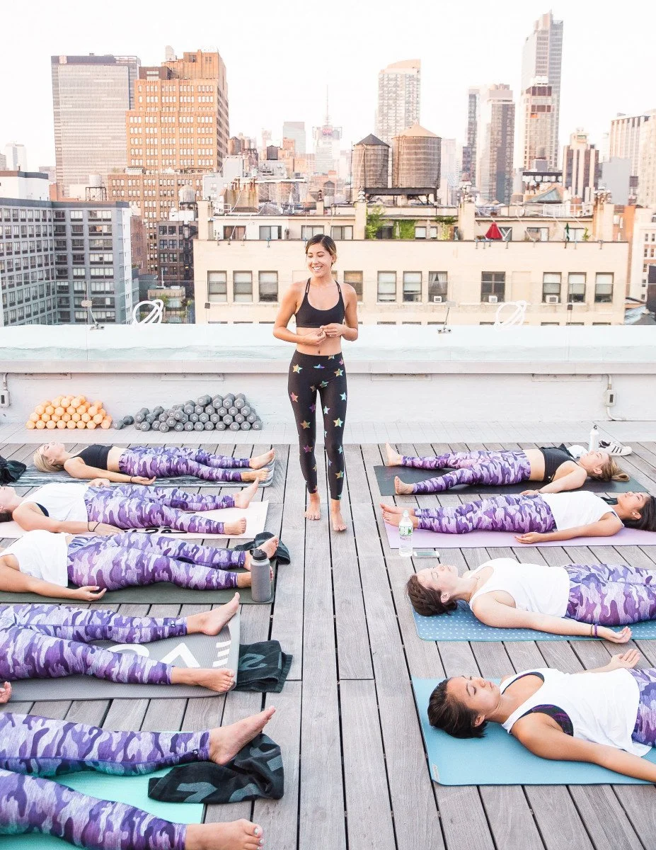 teaching rooftop yoga
