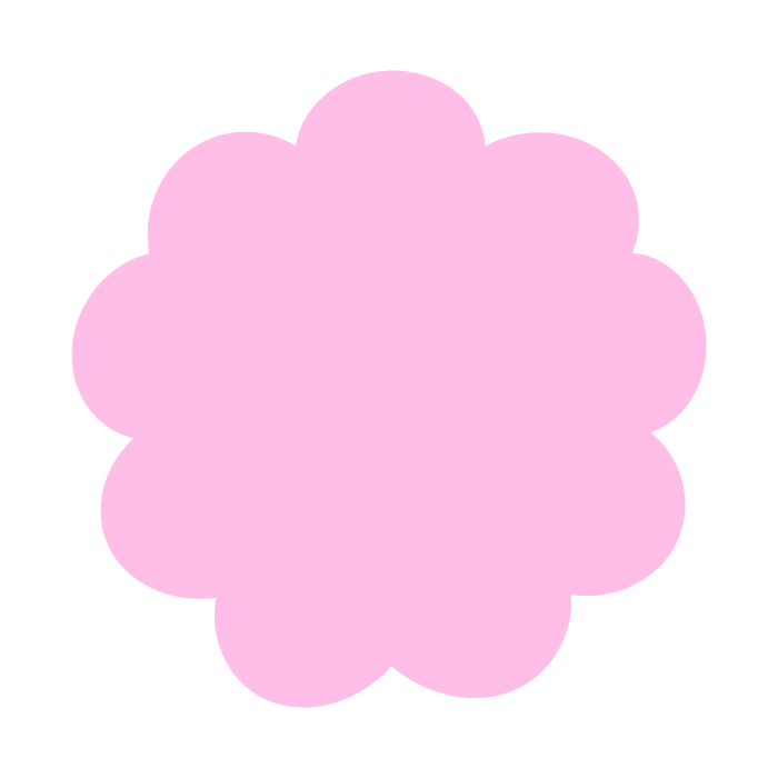 Pink cloud-shaped cartoon with no text or objects