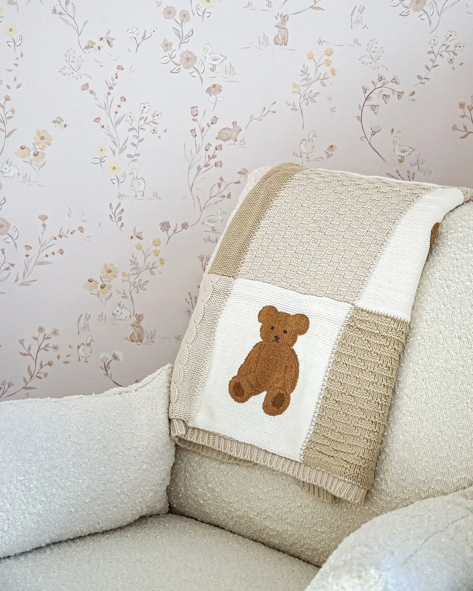 teddy checkered baby blanket on chair