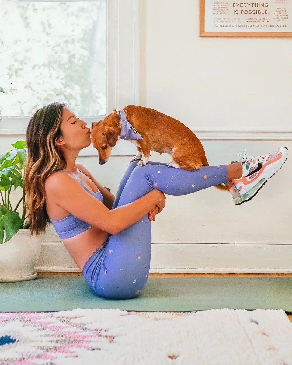 yoga with tiny dog