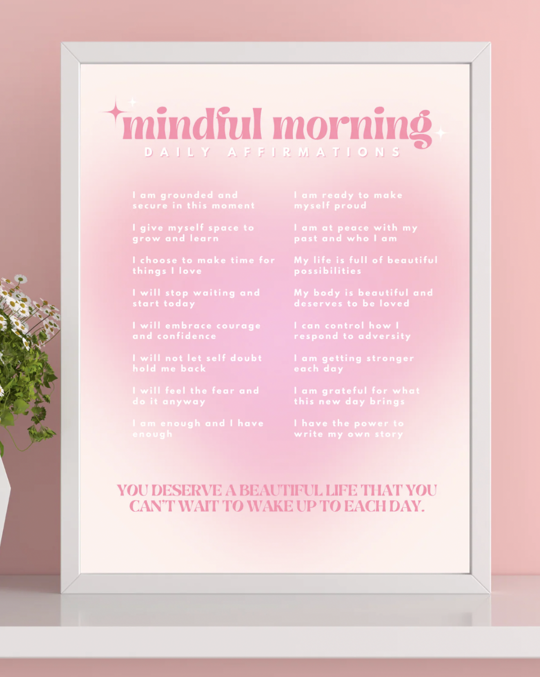 Mindful Morning Affirmations Poster - Aura Heart Design