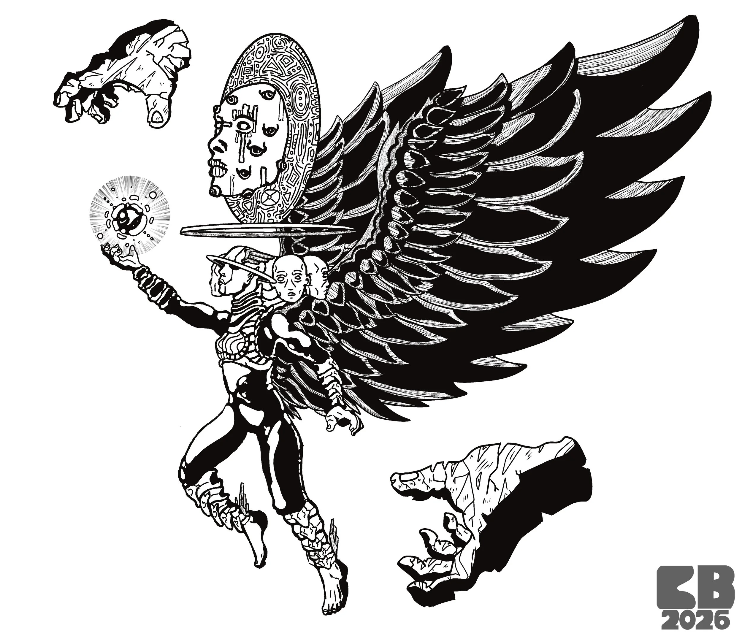 The Guardian Angel of Hope and Recovery - Pen and ink + Procreate - 2026