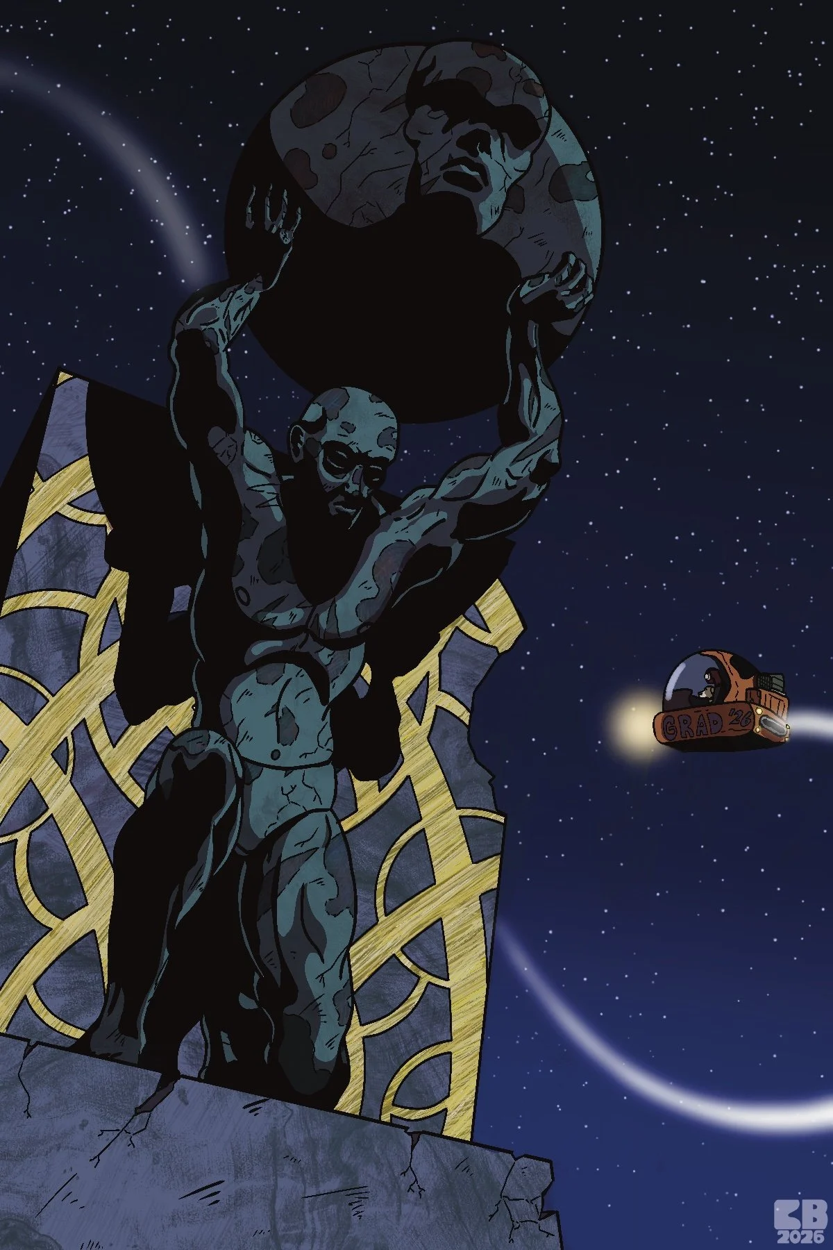 The Atlas Overlook - Pen and ink + Procreate - 2026