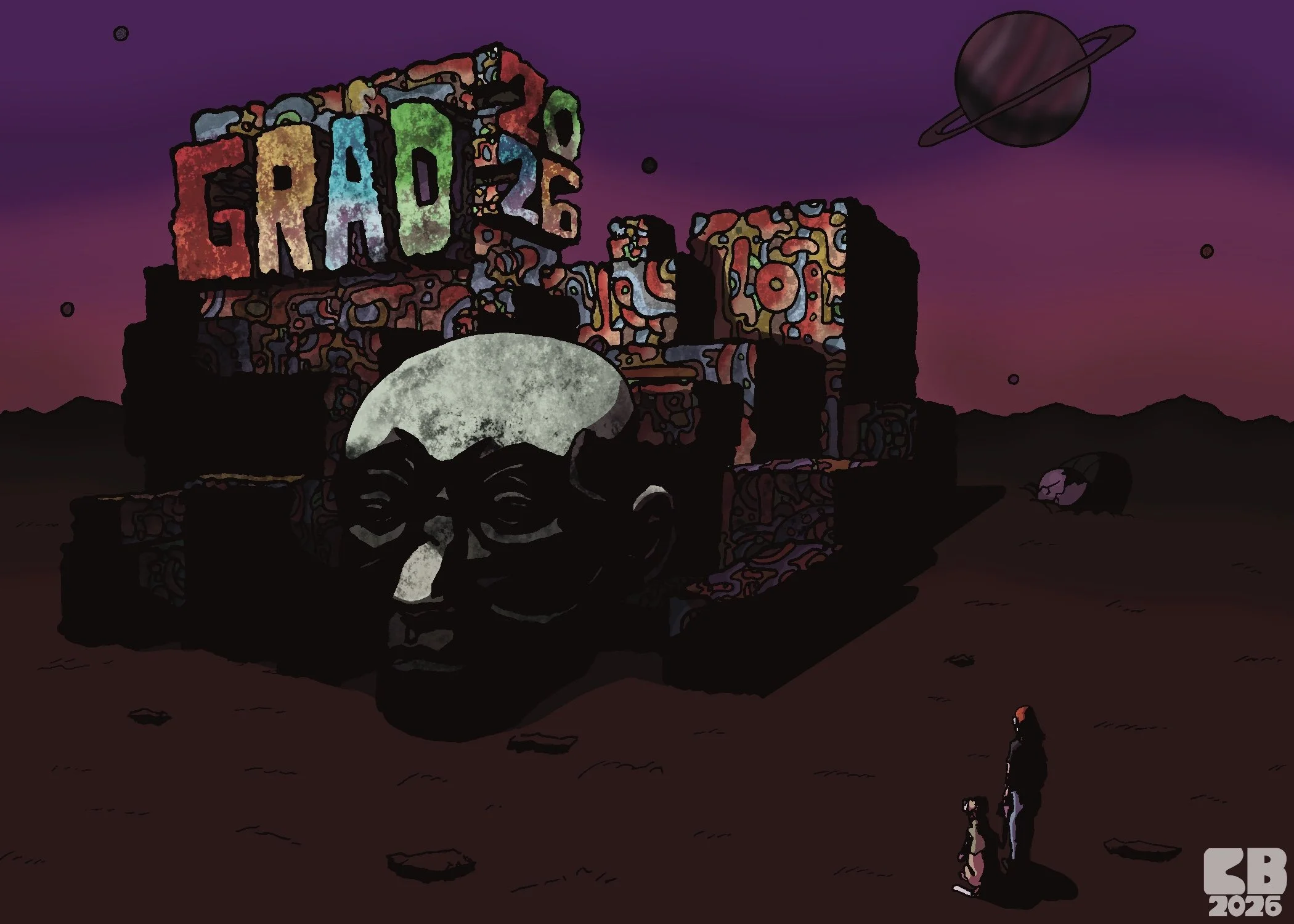 Sculpture in the Sands - Pen and ink + Procreate - 2026