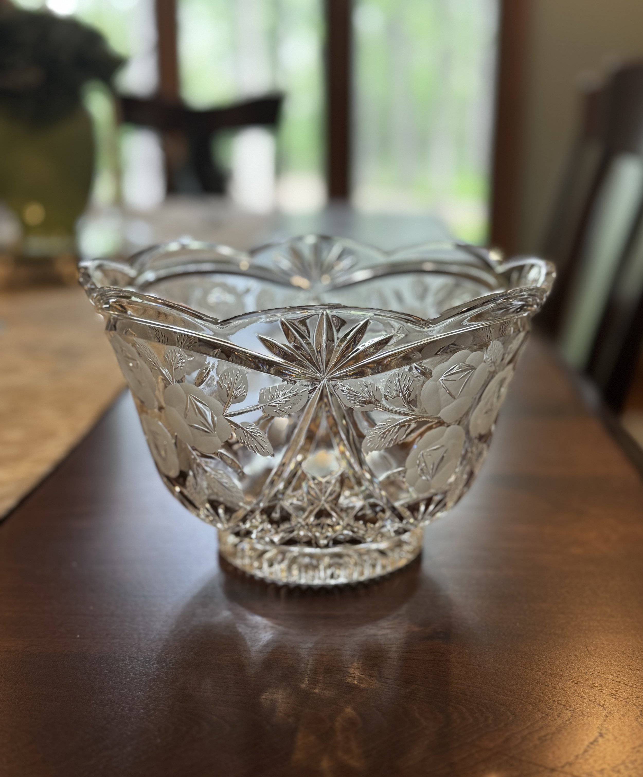 Vintage Floral Glass Vase