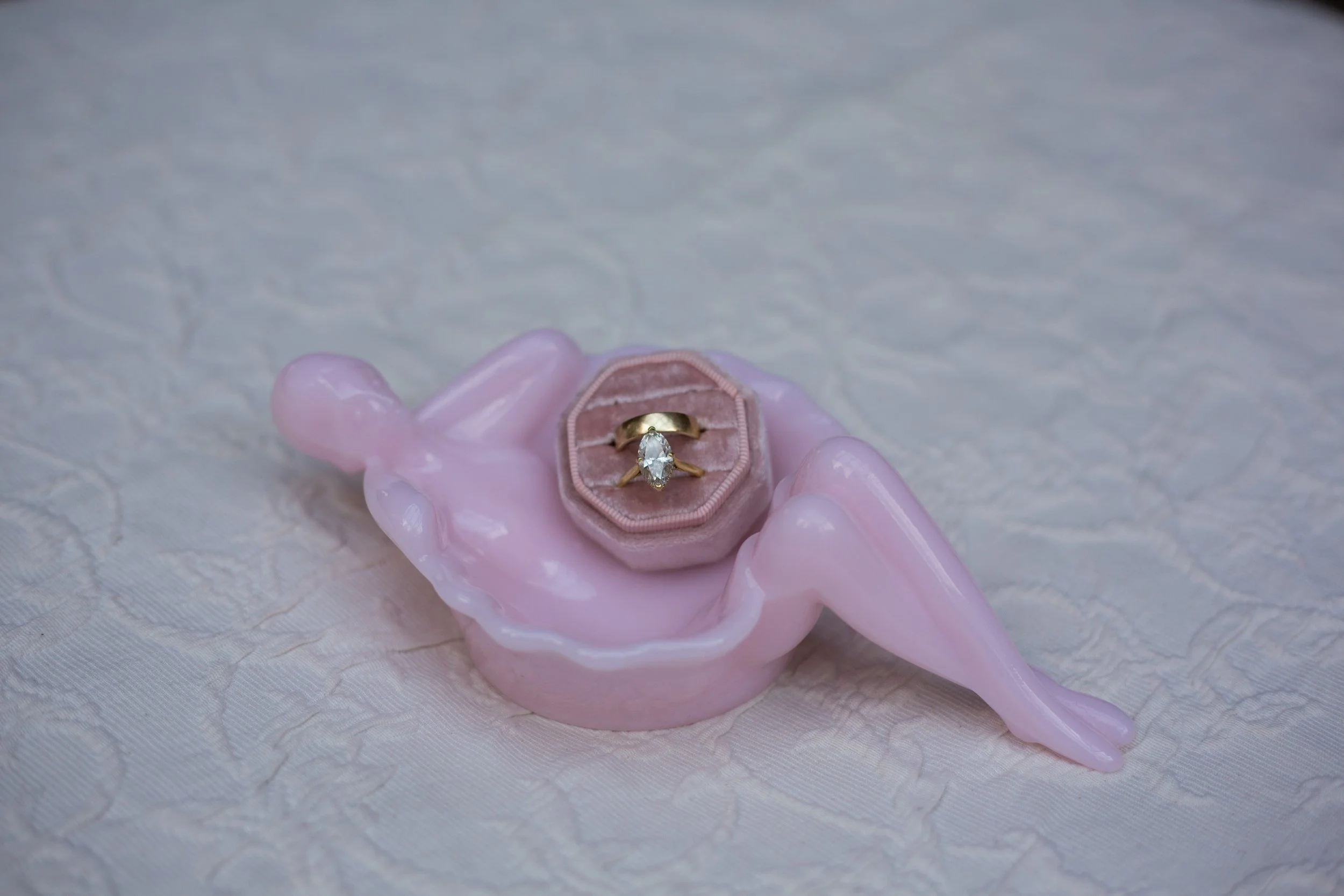 Pink Glass Lady Jewelery Dish