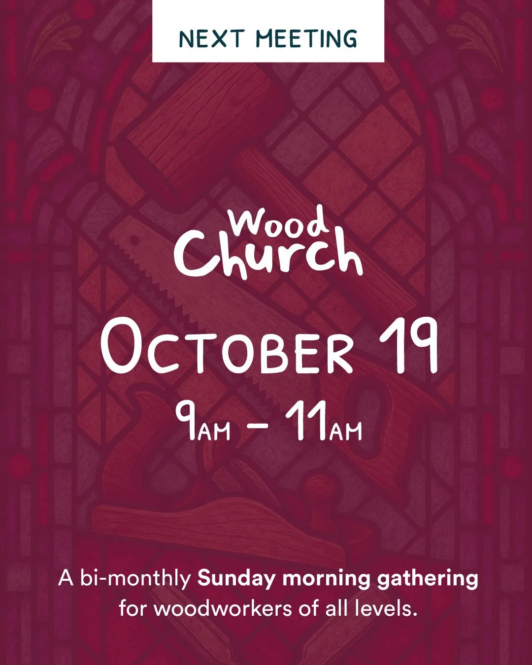 Meeting alert!
RSVP link in bio.

Join us and special guest @albert.a.kleine for Wood Church 3.0 &mdash; The Miter Edition.

We&rsquo;ll dig into the mysterious miter &mdash; exploring tools, techniques, and mindset for clean, repeatable results with