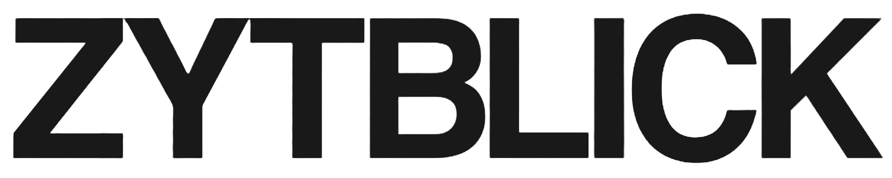 Das Wort "ZYTBLICK" in großen schwarzen Buchstaben auf schwarzem Hintergrund.