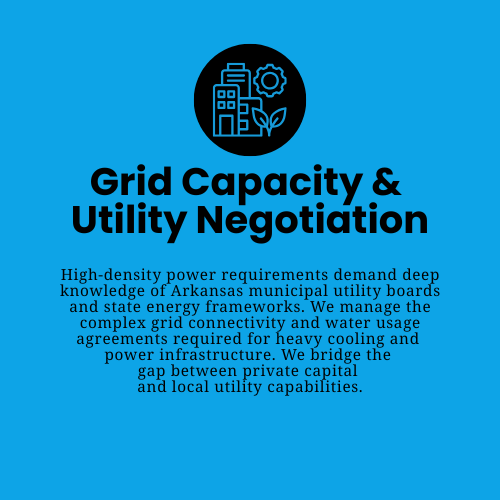 Hyperscale data center grid connectivity and utility infrastructure.