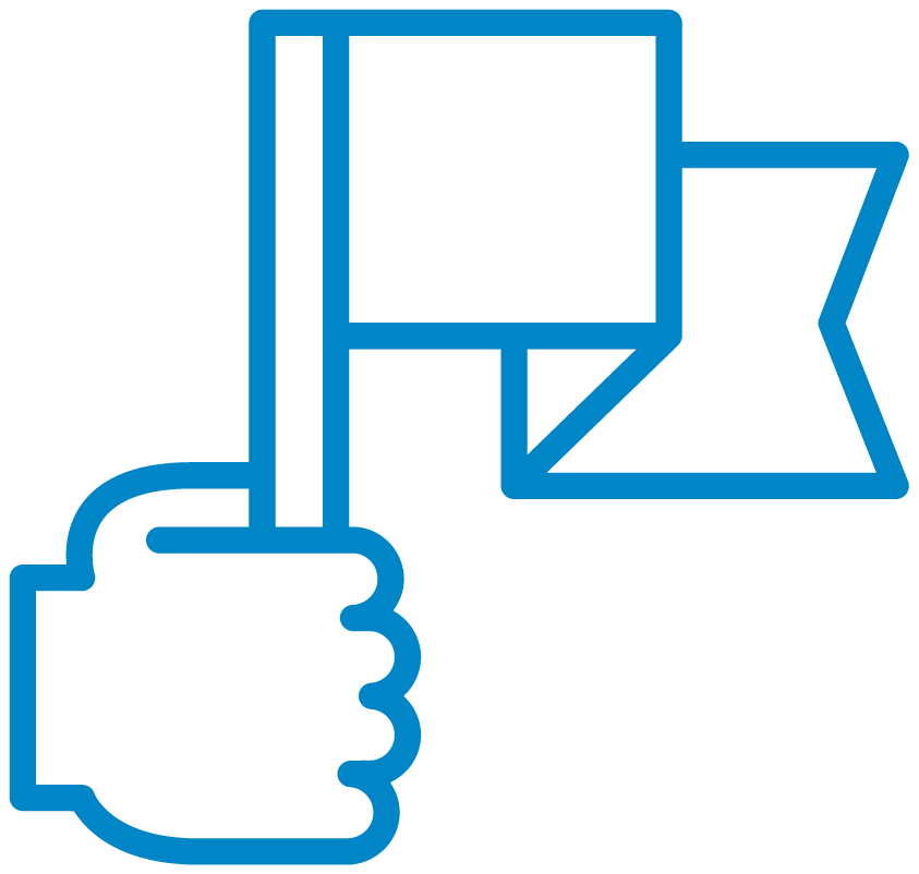 Illustration of a hand holding a flag for first time patients.