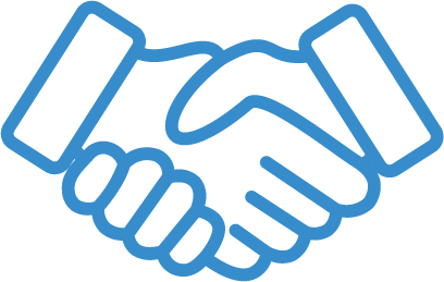 Outline of two hands shaking.