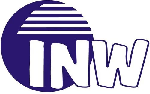 Logo with the letters 'INW' inside a purple circle with horizontal white stripes.
