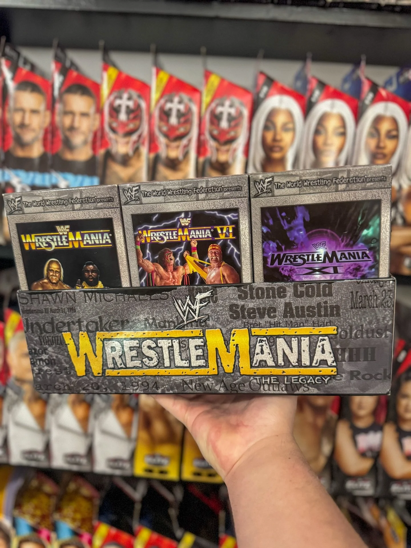 It&rsquo;s Mania season&hellip; and you already know we had to pull this out 👀

Nothing hits like the WrestleMania box sets. This is how a lot of us learned the history&hellip; match by match, tape by tape. Simple times.

Did you ever have one of th