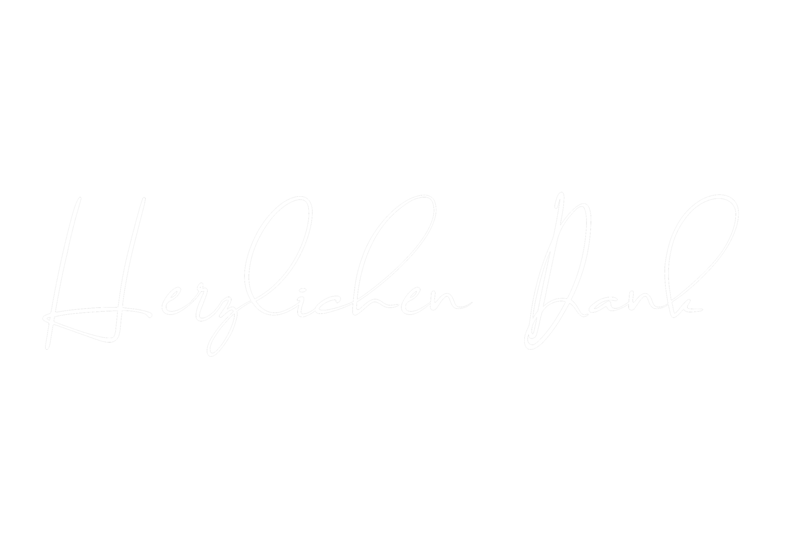 Schwarzer Hintergrund mit weißen, handgeschriebenen Text 'Herzlichen Dank'.