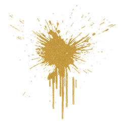 Gold paint splatter on black background