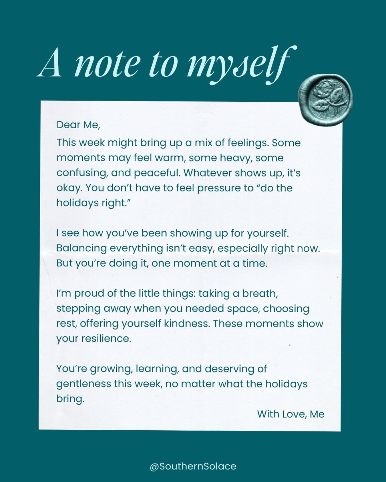 Happy Thanksgiving from all of us at Southern Solace. 

We know this week feels different for everyone, some joyful, some complicated, some restful, and some overwhelming. No matter what this week looks like for you, we hope you find a small moment o