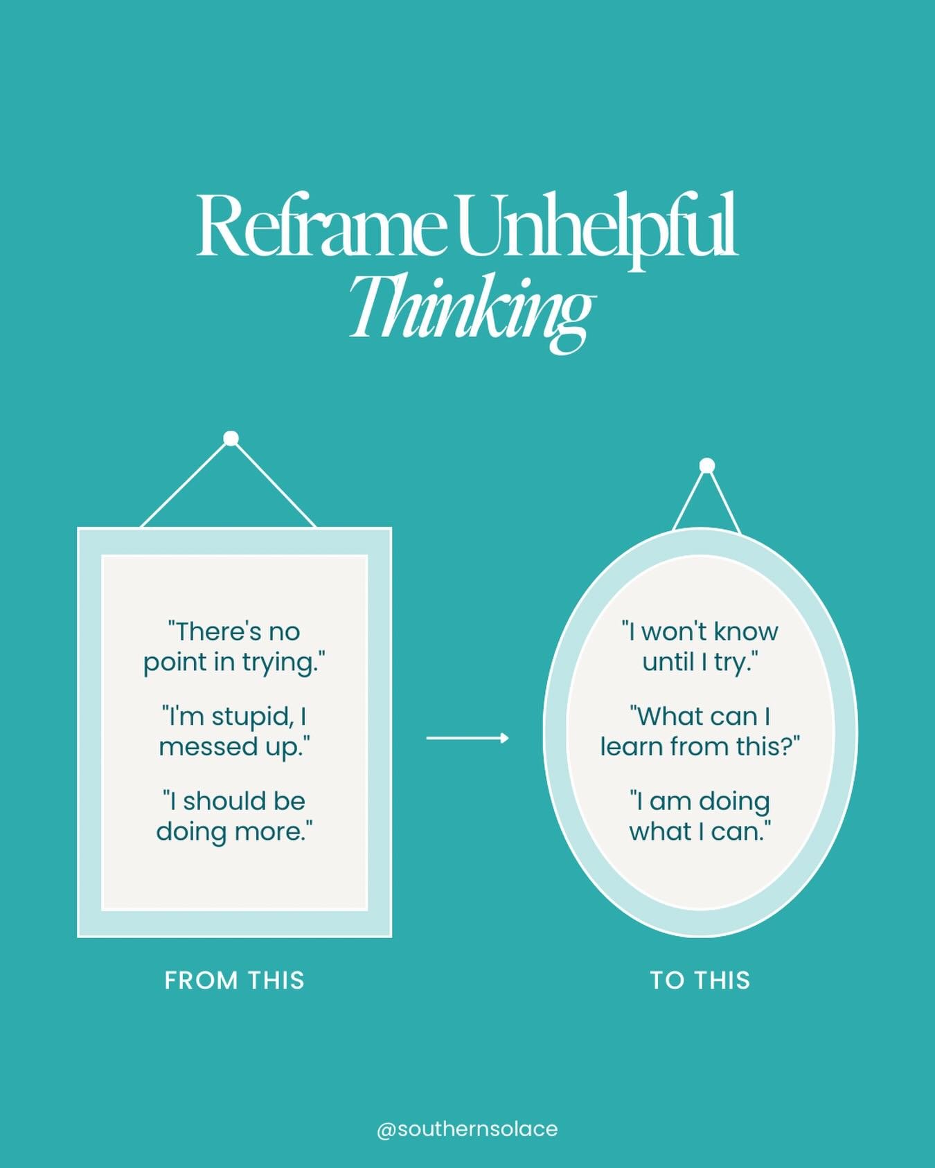 Sometimes, the most challenging journey is the one inside your own head. Reframing unhelpful thoughts is the process of turning &lsquo;I can&rsquo;t&rsquo; into &lsquo;How can I?&rsquo; and trading self-doubt for self-compassion. 

The team at Southe