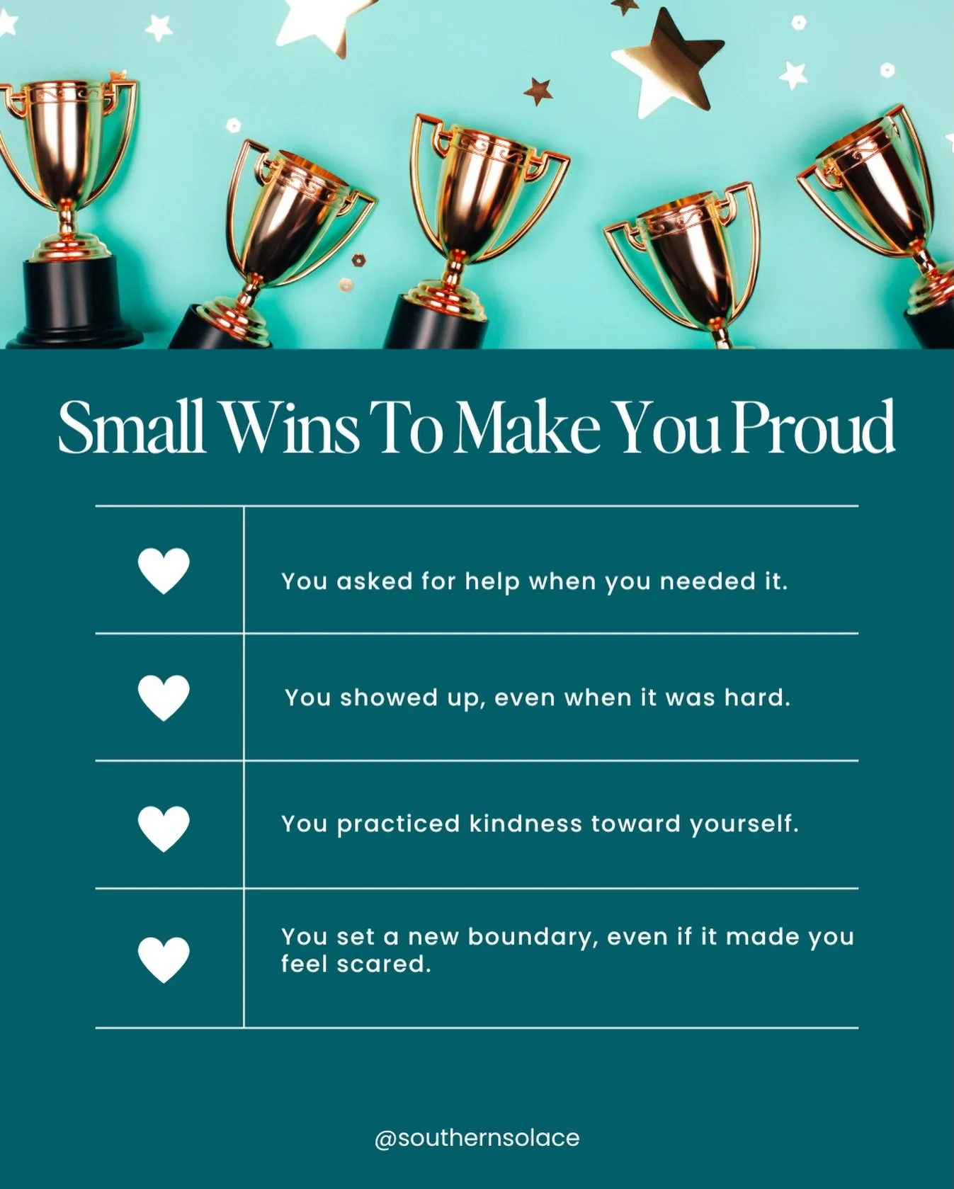 We made it to Friday. If you are starting to feel tired, stressed or burnout, you aren&rsquo;t alone. Take a moment to reflect on your small wins. They matter and so do you! 

Thanks for being part of our Southern Solace community. 🤍

#clemson #ment