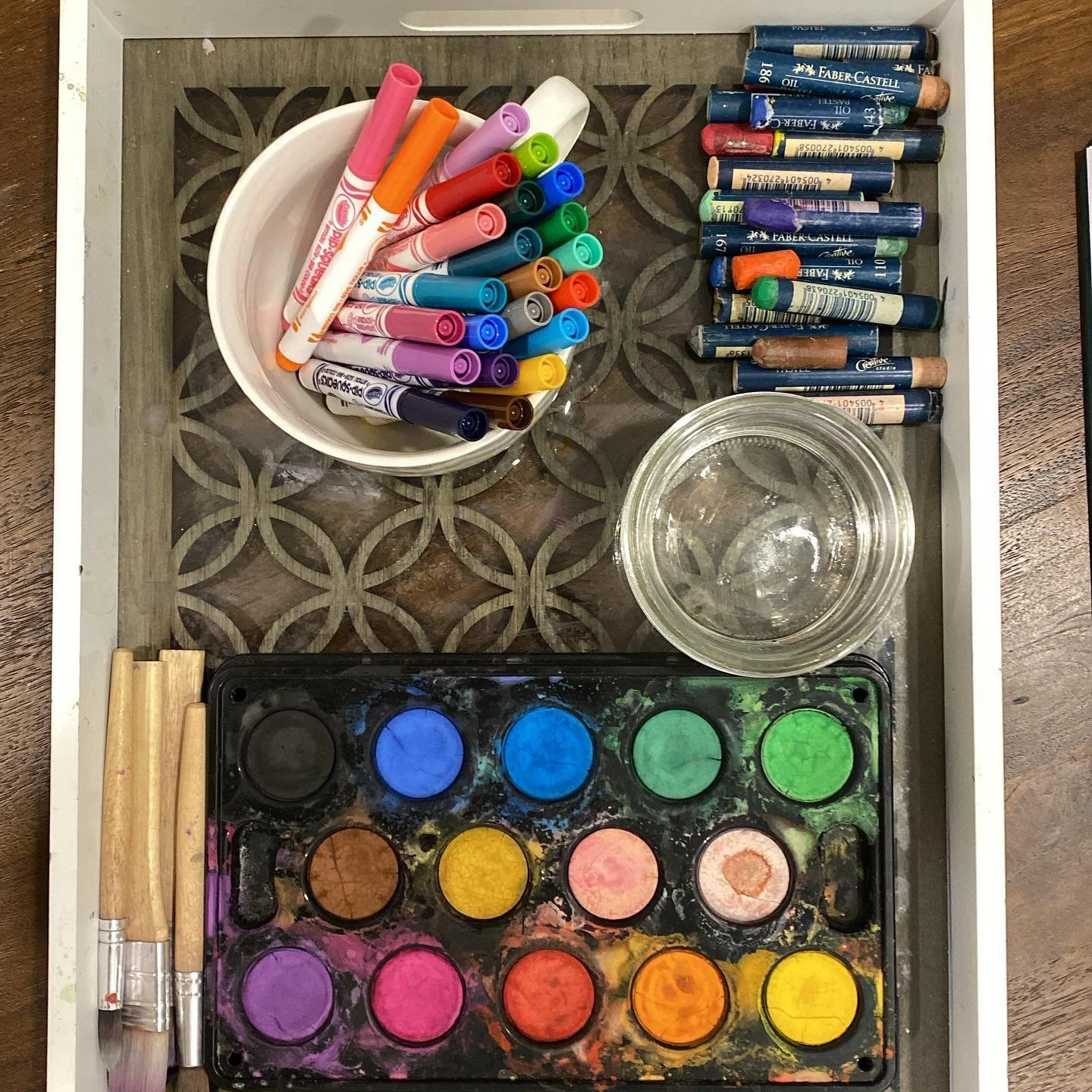 Some #clients get #overwhelmed by the #variety of #artsupplies so I just select a #few ahead of #time to #support where they&rsquo;re at and #help with #decisions #art #yycart #arttherapy #yycarttherapy #counsellor #yyccounsellor #therapy #yyctherapy