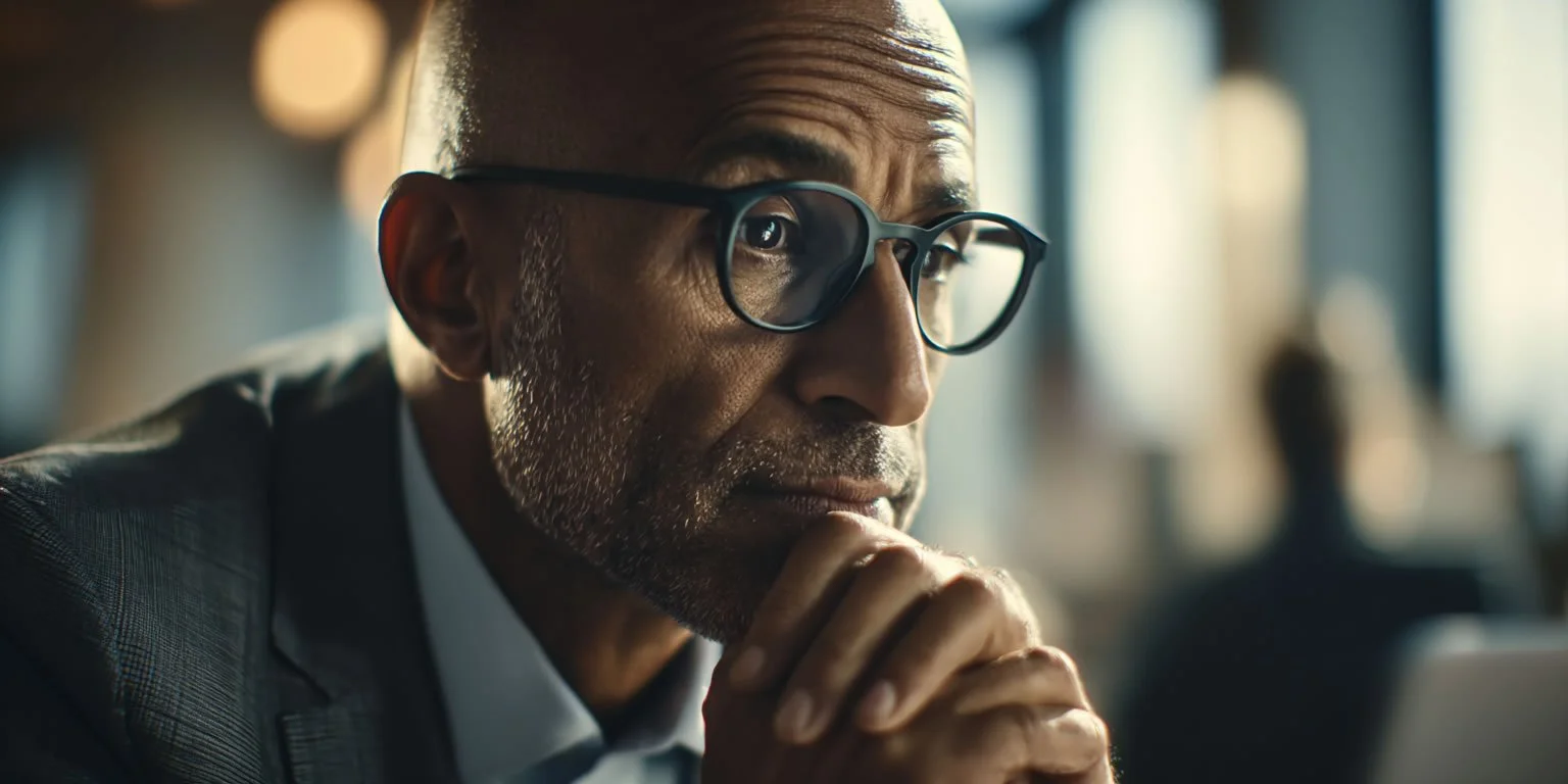 Executive studying Microsoft Copilot insights drawn from multiple AI Safe Zones — representing Strategic Relational AI and enterprise intelligence.