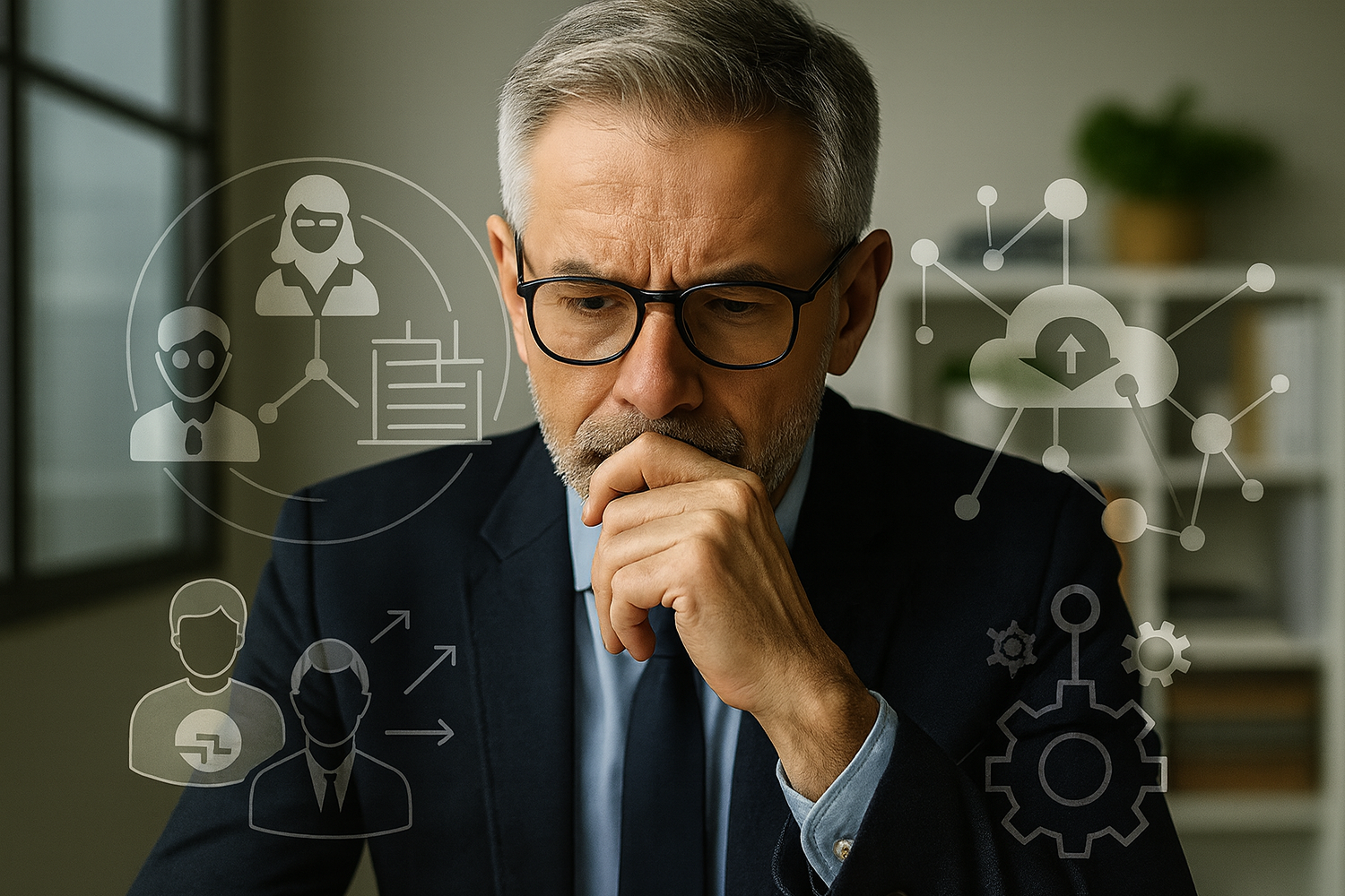 Executive reviewing AI Safe Zone framework for Microsoft 365 Copilot adoption.