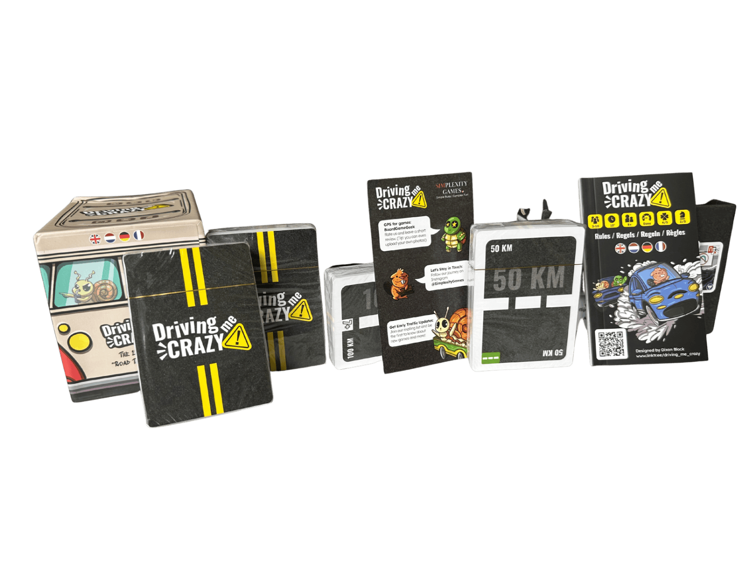 The set of components of the board game Driving me crazy