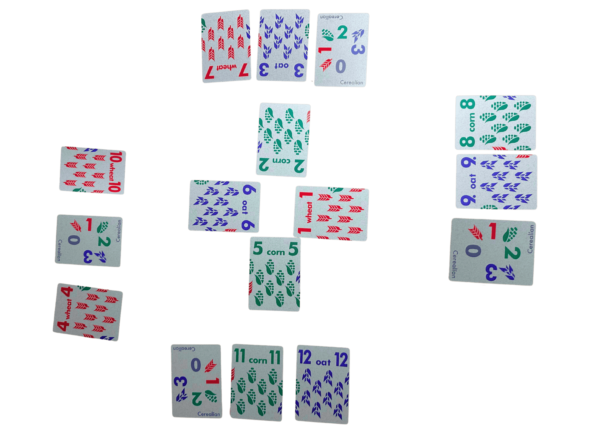 A hand of Cerealian, showing how cards are displayed