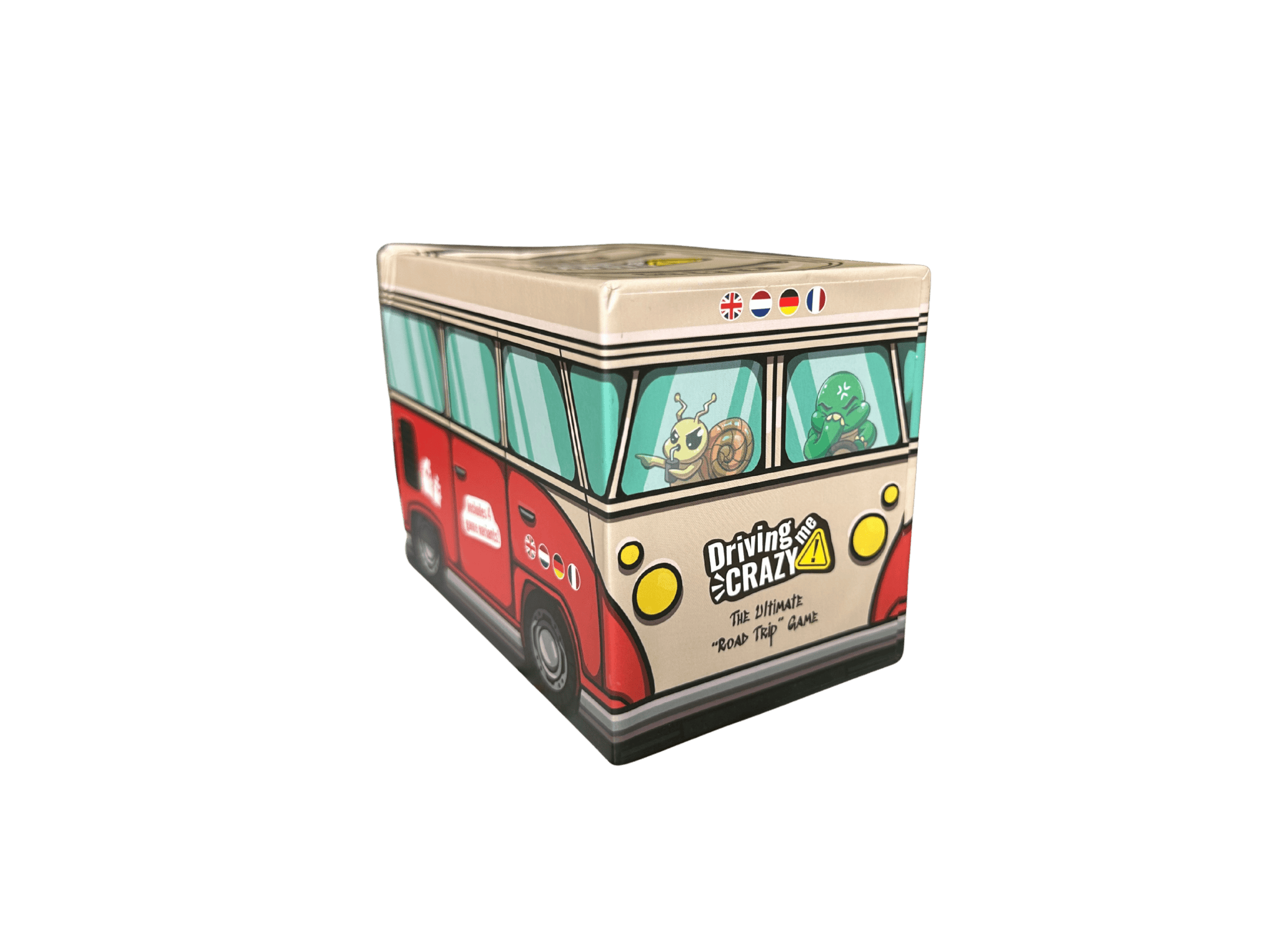 The box of Driving me crazy, shaped as a vehicle