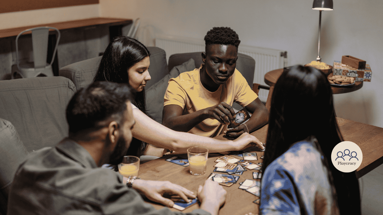 Friends play cards together