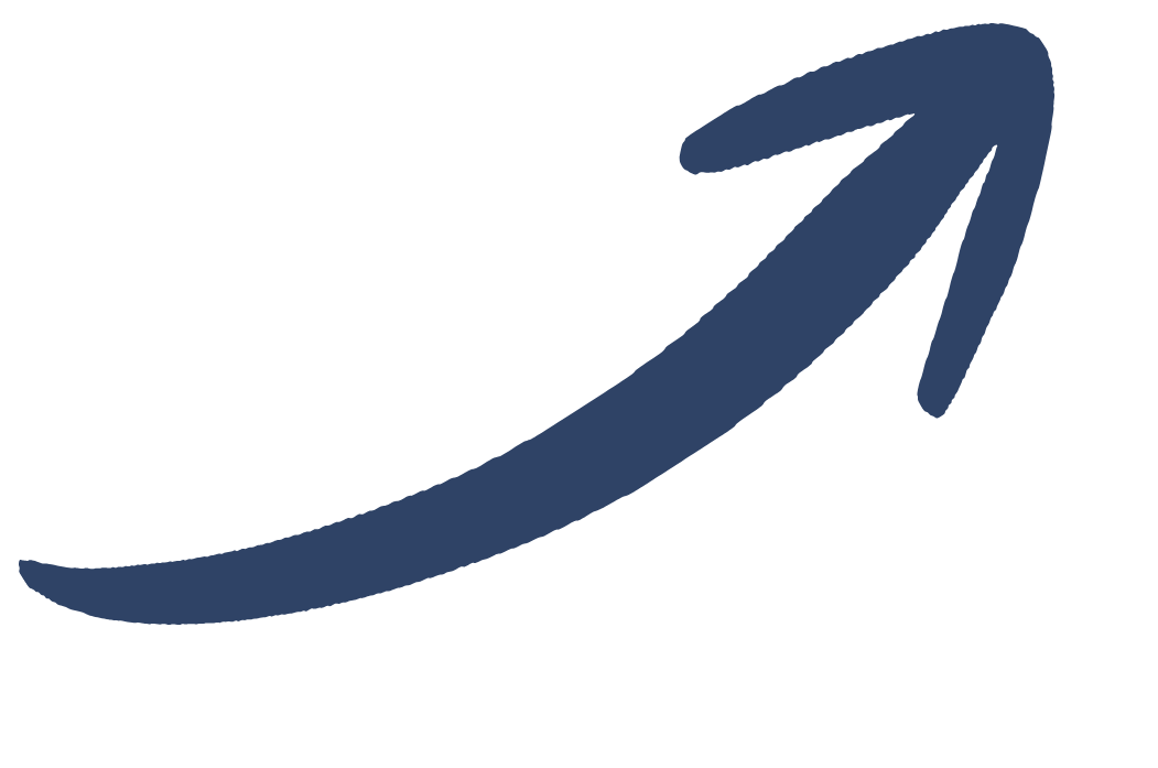 A navy blue arrow curved upward and to the right.