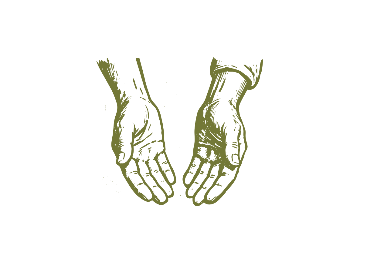 Illustration of two hands with palms facing down, positioned close together.