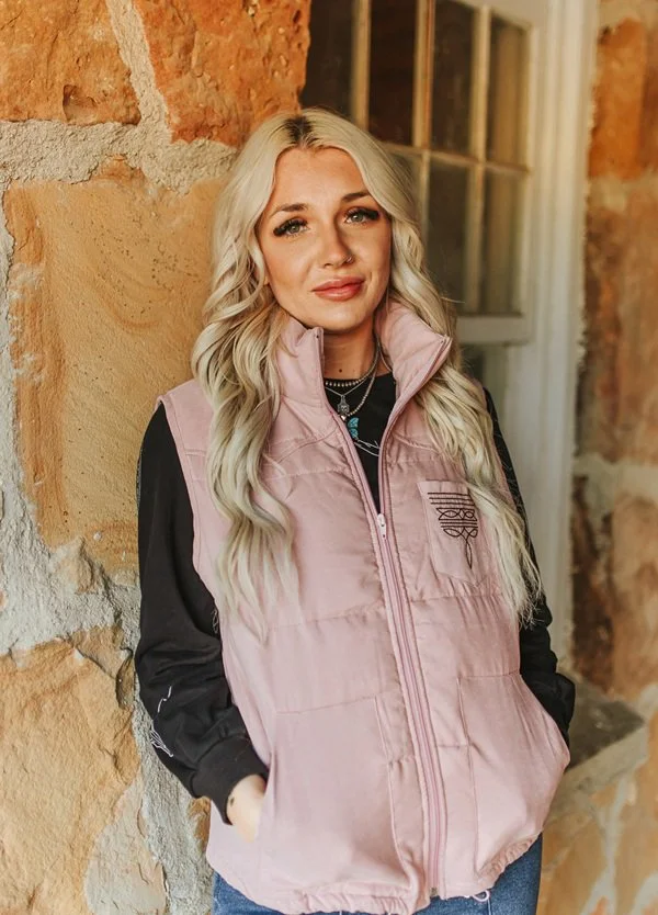 Pink Puffer W Aztec Lining Boot Stitch Detal.jpg