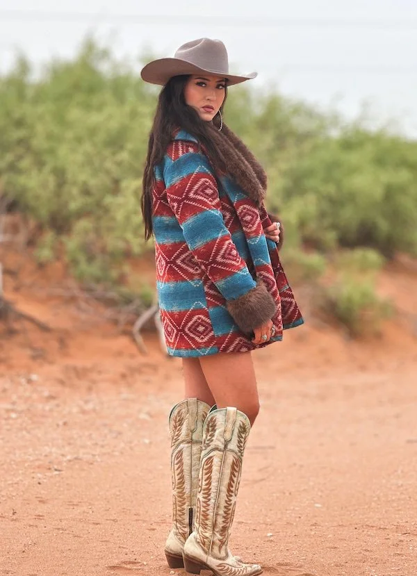 Jade Deep Red Aztec Wool Coat Side.jpg