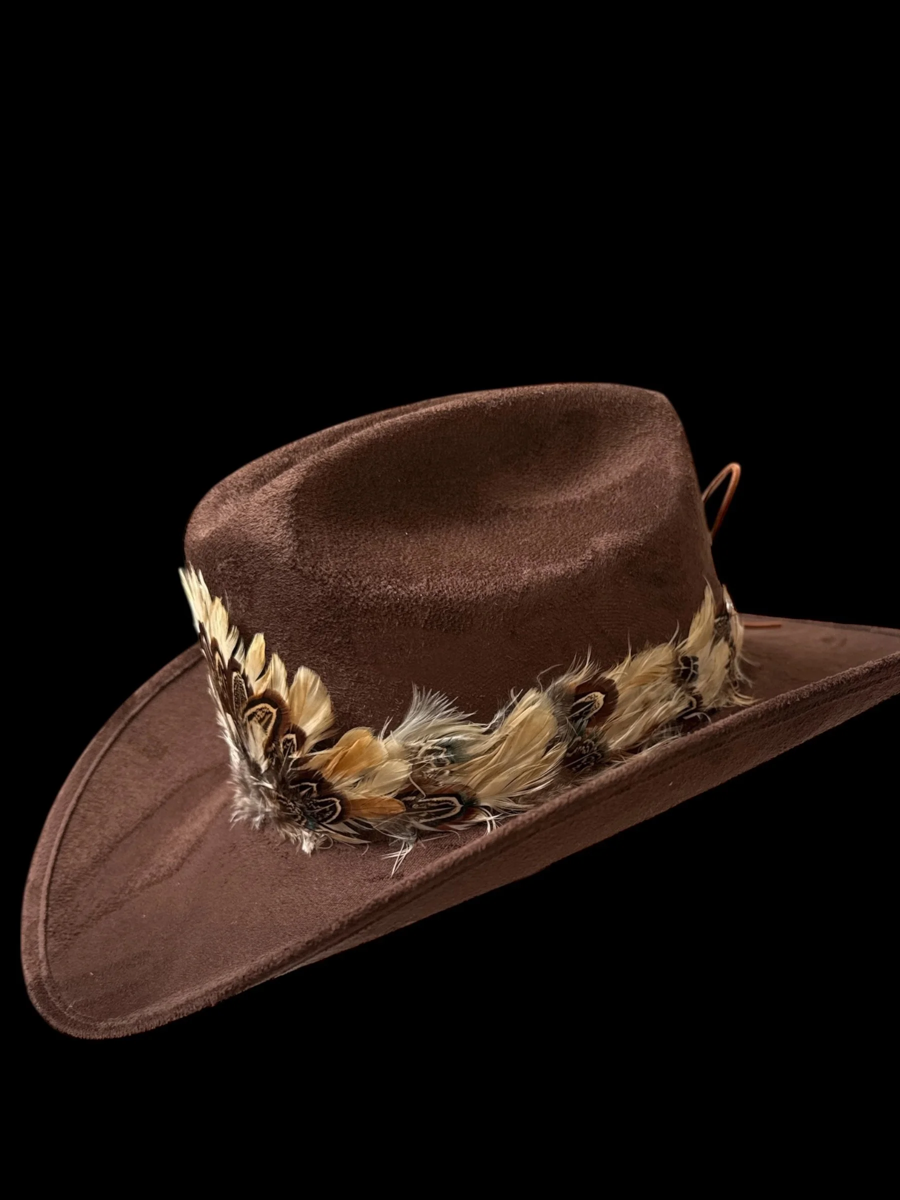 Cream:Brown Feather Hat Band Middle Crown Side.jpg
