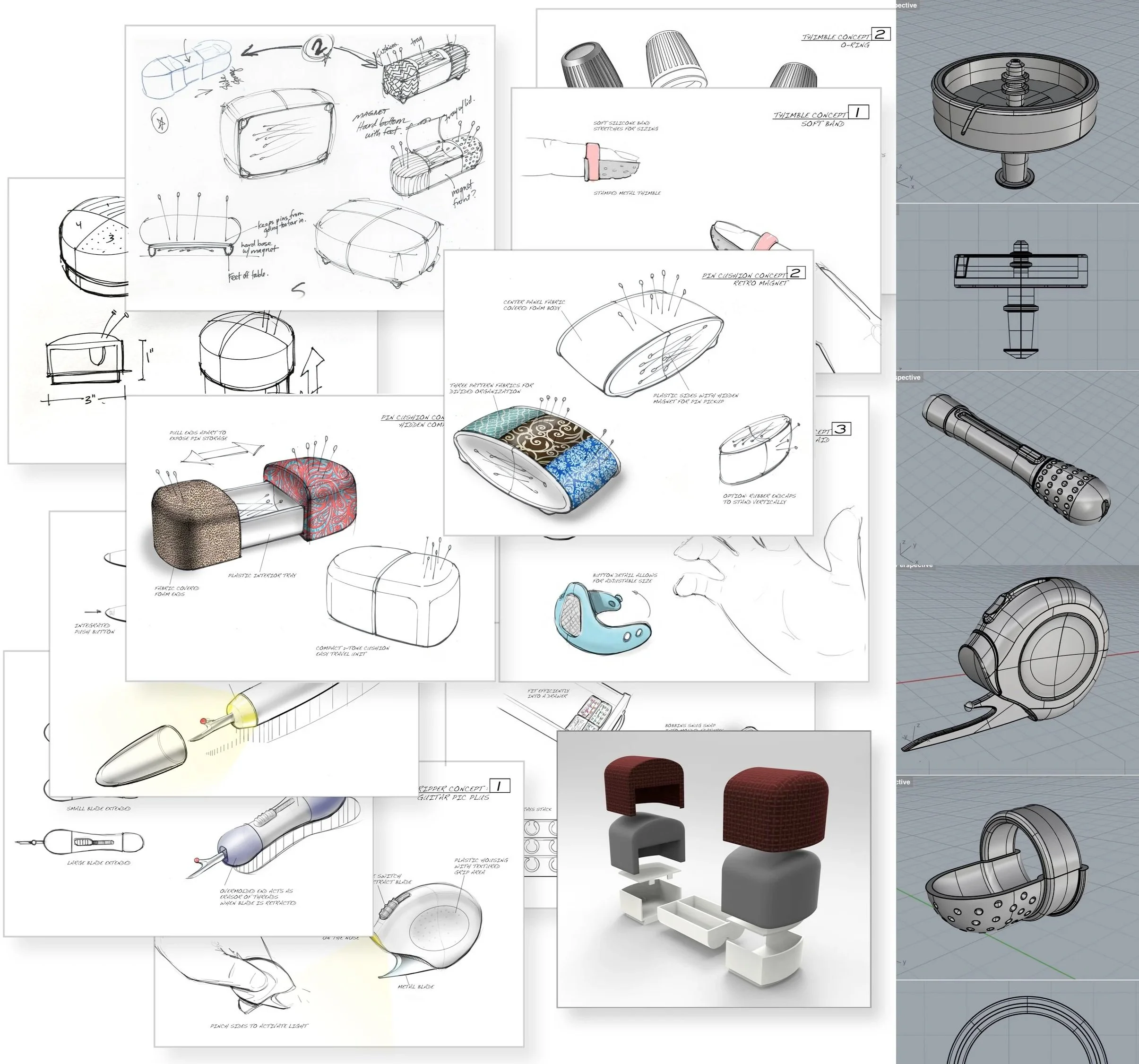Industrial design sketch compilation