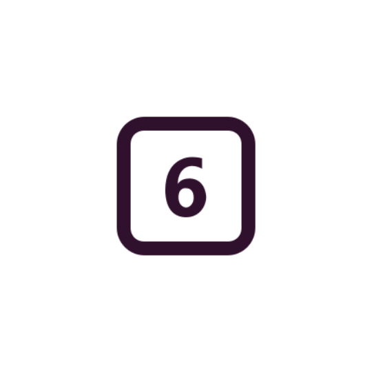 Number six inside a rounded square outline.