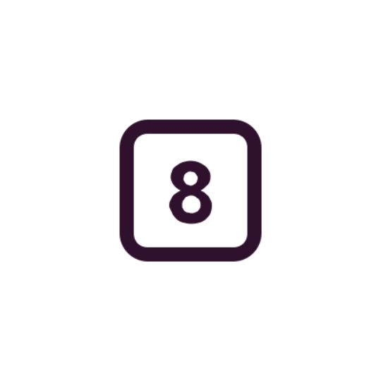 Number 8 inside a square outline.