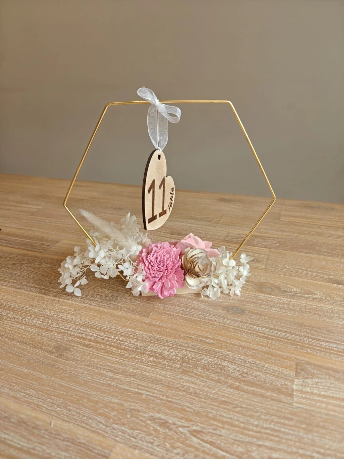 Dried Floral x Gold Hexagon