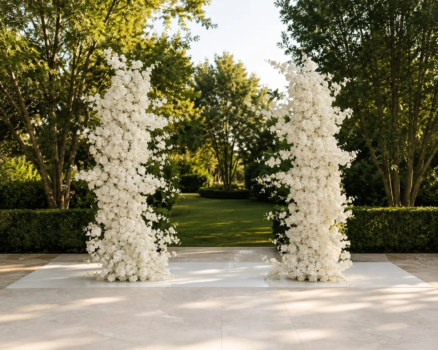 White Floral Pillars