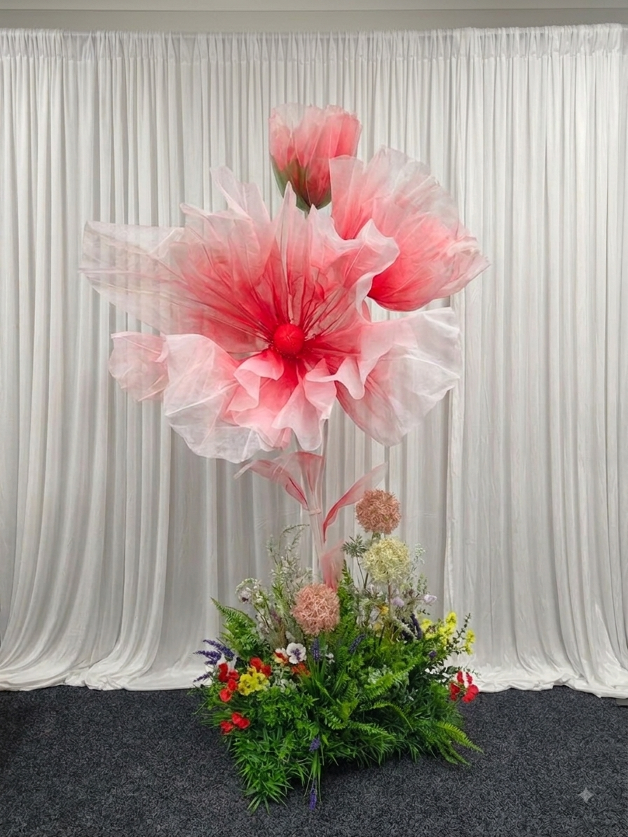 Giant Gradient Red Flowers (with floral & greenery base)