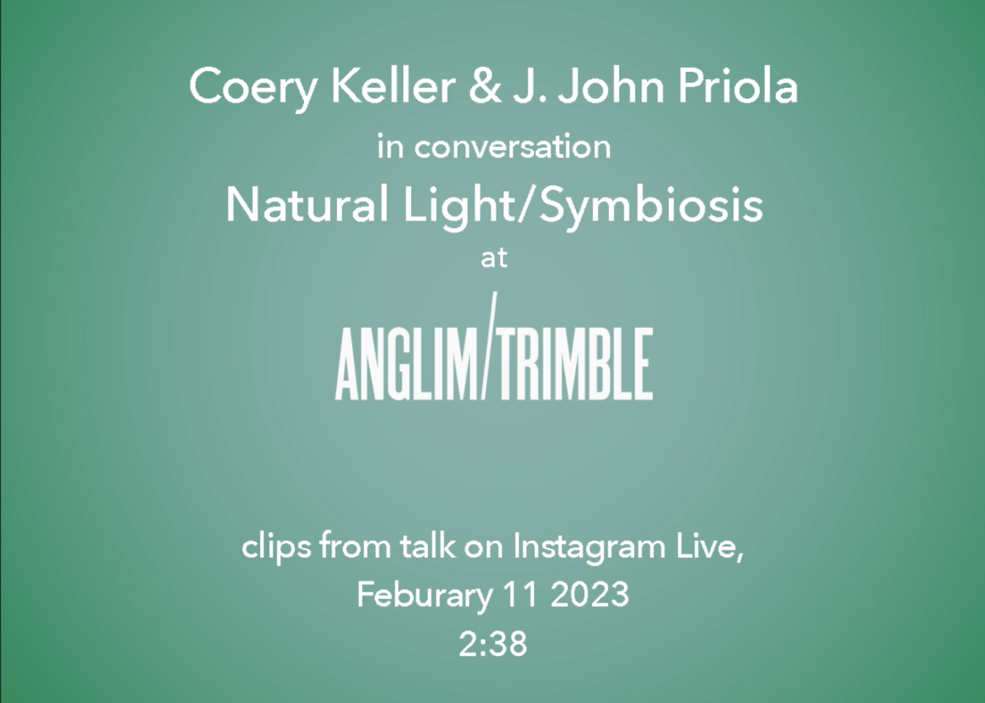 Watch Video: Live Conversation with Corey Keller