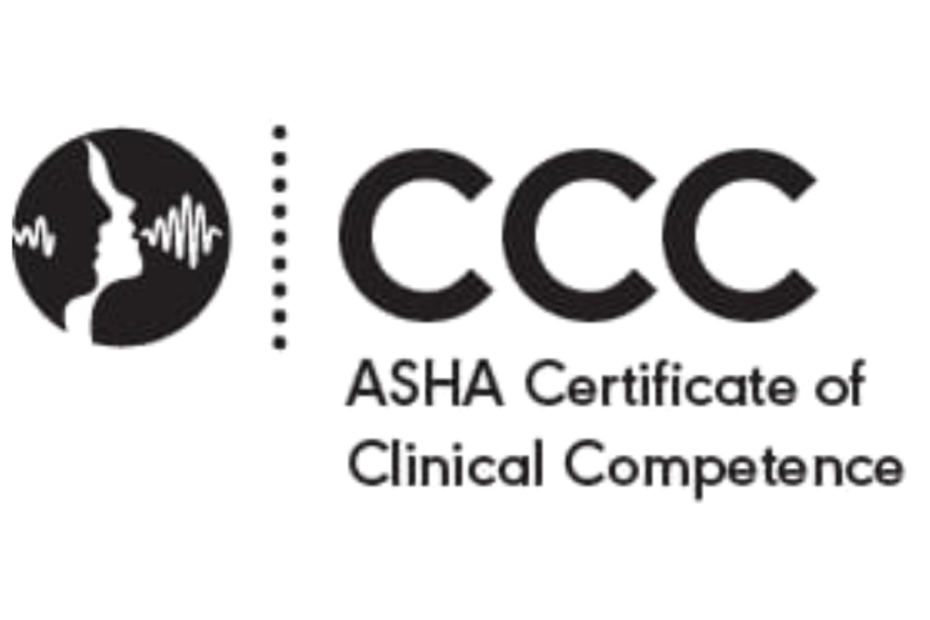 Logo with a circular symbol and the letters 'CCC' alongside the words 'ASHA Certificate of Clinical Competence'.
