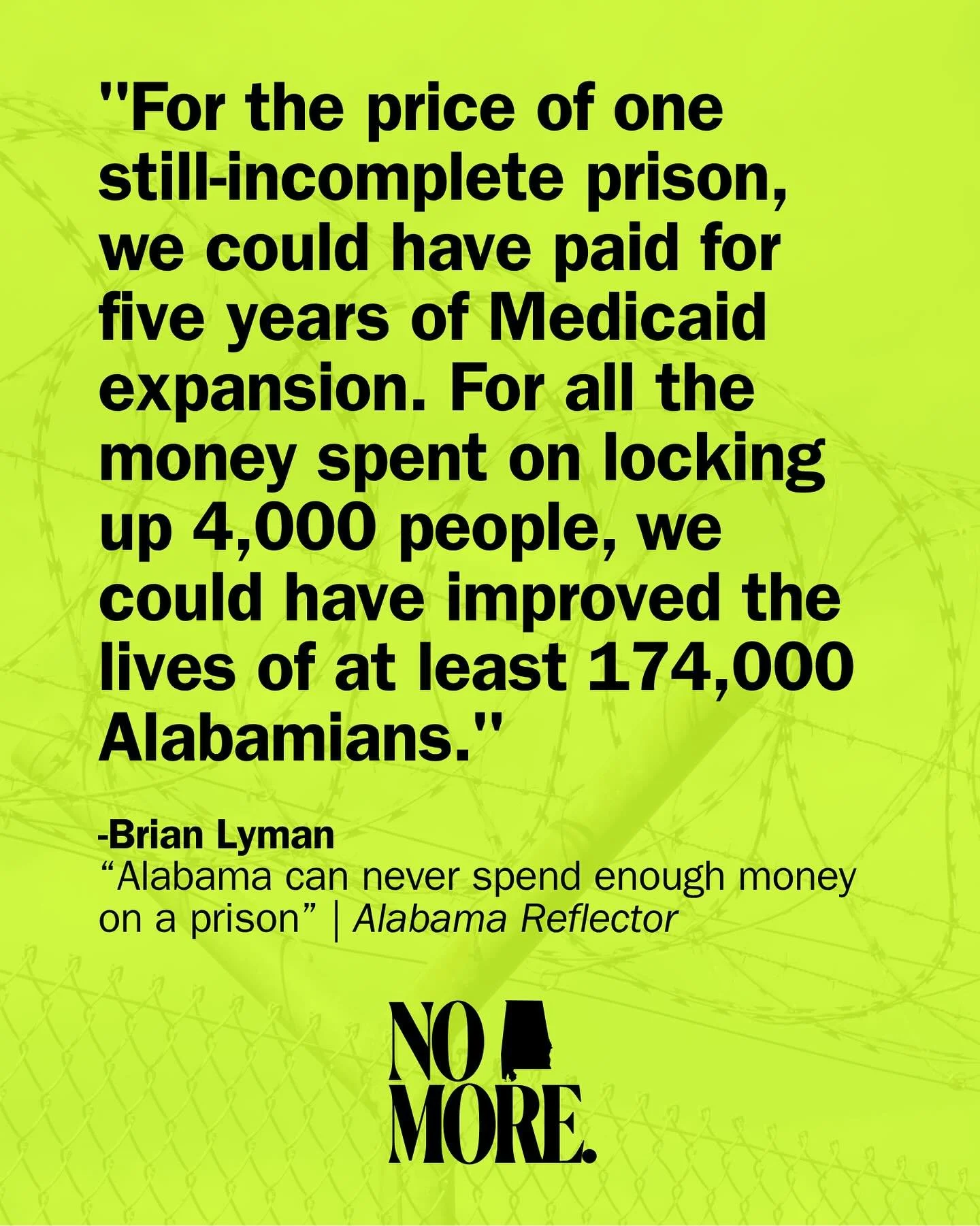 We couldn&rsquo;t have put it better ourselves:

&ldquo;Since 1819, our state government has had a single priority: control. Control of Alabamians; control of policy, and above all, control of punishment.

A government obsessed with keeping people in