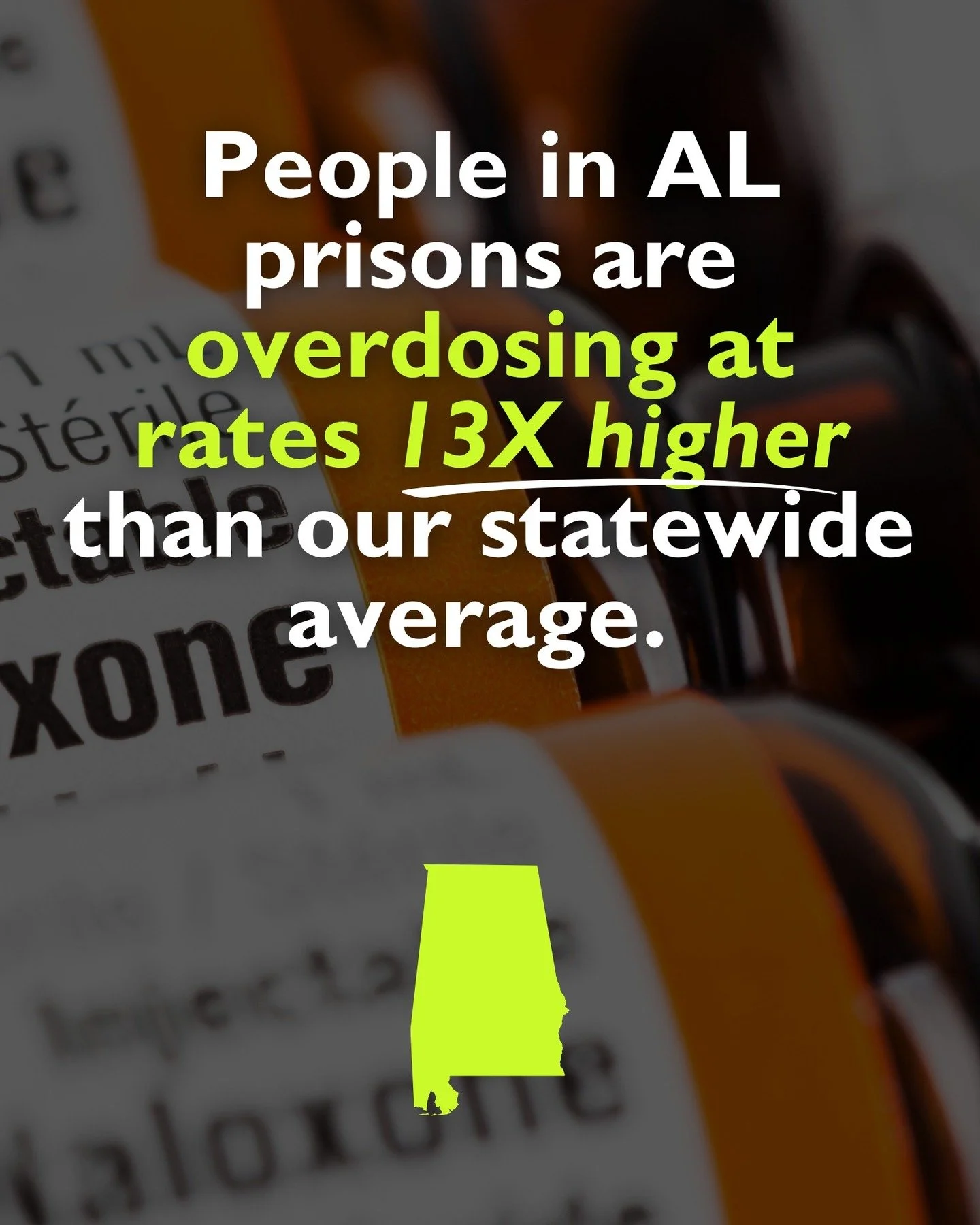 More than 1,300 people have died in Alabama prisons since 2019, and annual deaths doubled between 2019 and 2024.

Drug-related deaths increased tenfold over the past five years, with people in prison overdosing thirteen times more than the statewide 