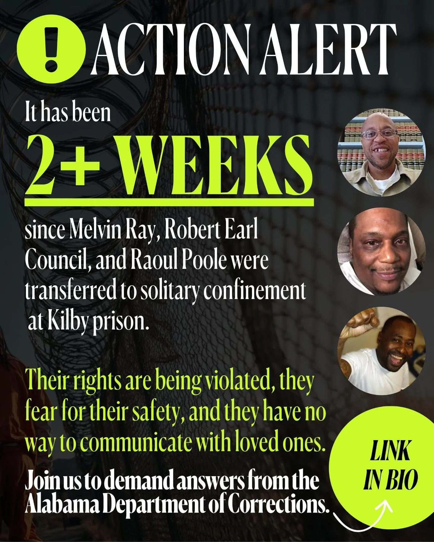 UPDATE: On January 13th and 14th, Robert Earl Council, Melvin Ray, and Ricardo Poole &mdash; three incarcerated whistleblowers featured in @thealabamasolution documentary &mdash; were abruptly transferred to Kilby Correctional Facility. For more than