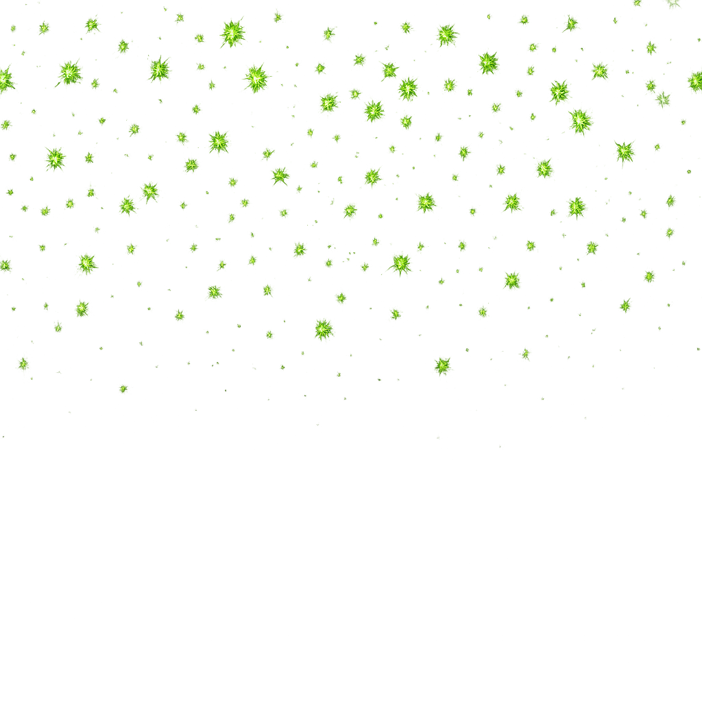 Bright green sparks or star-like shapes scattered across a black background, with the larger sparks concentrated towards the top and smaller ones dispersed downward.