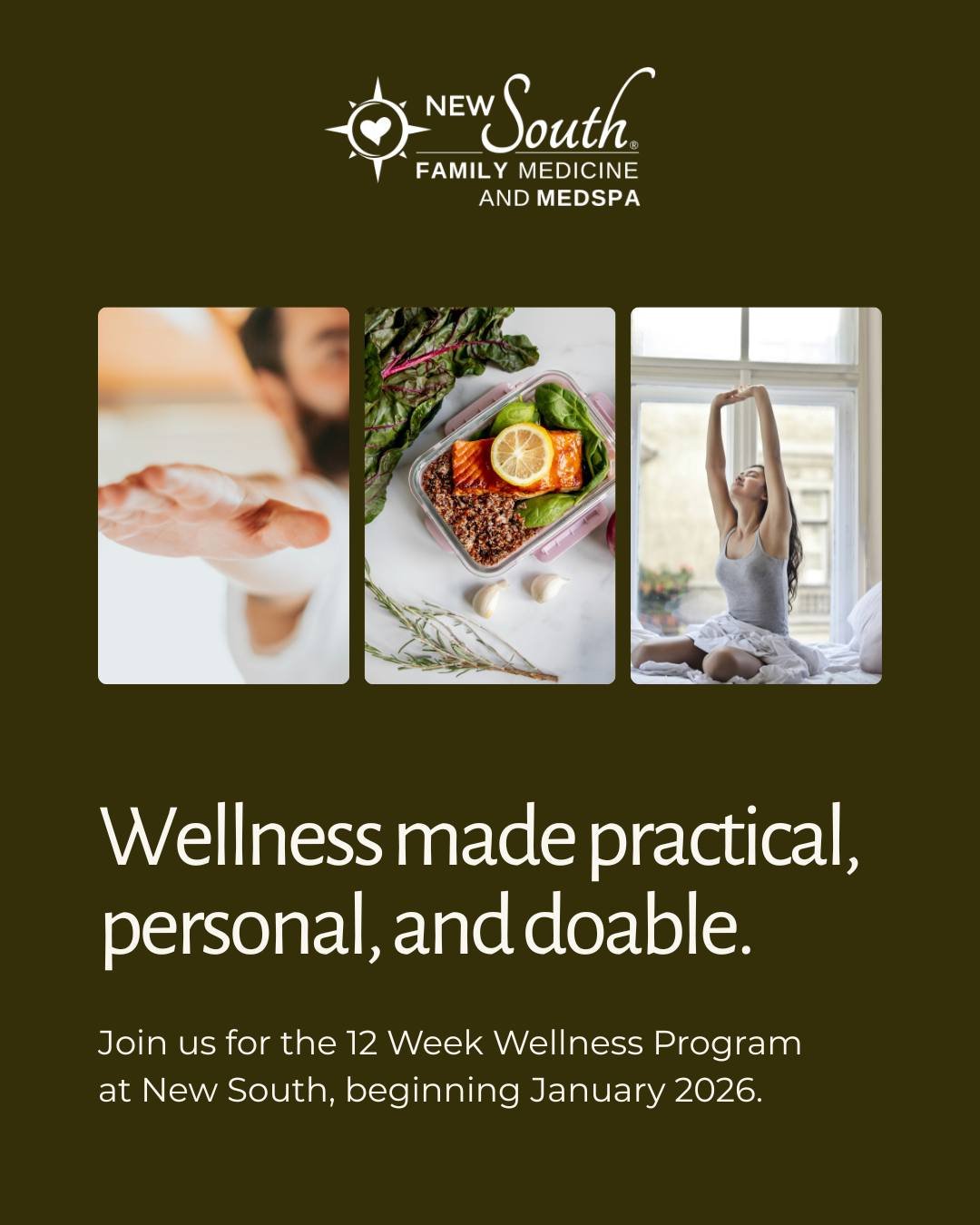 Ready for a reset that actually lasts?

Our 12-week Wellness Program &mdash; designed and led by New South PA-C Kelsey Septimio &mdash; walks you through essential foundations like gut health, energy, hormones, metabolism, sleep, and stress, to get t