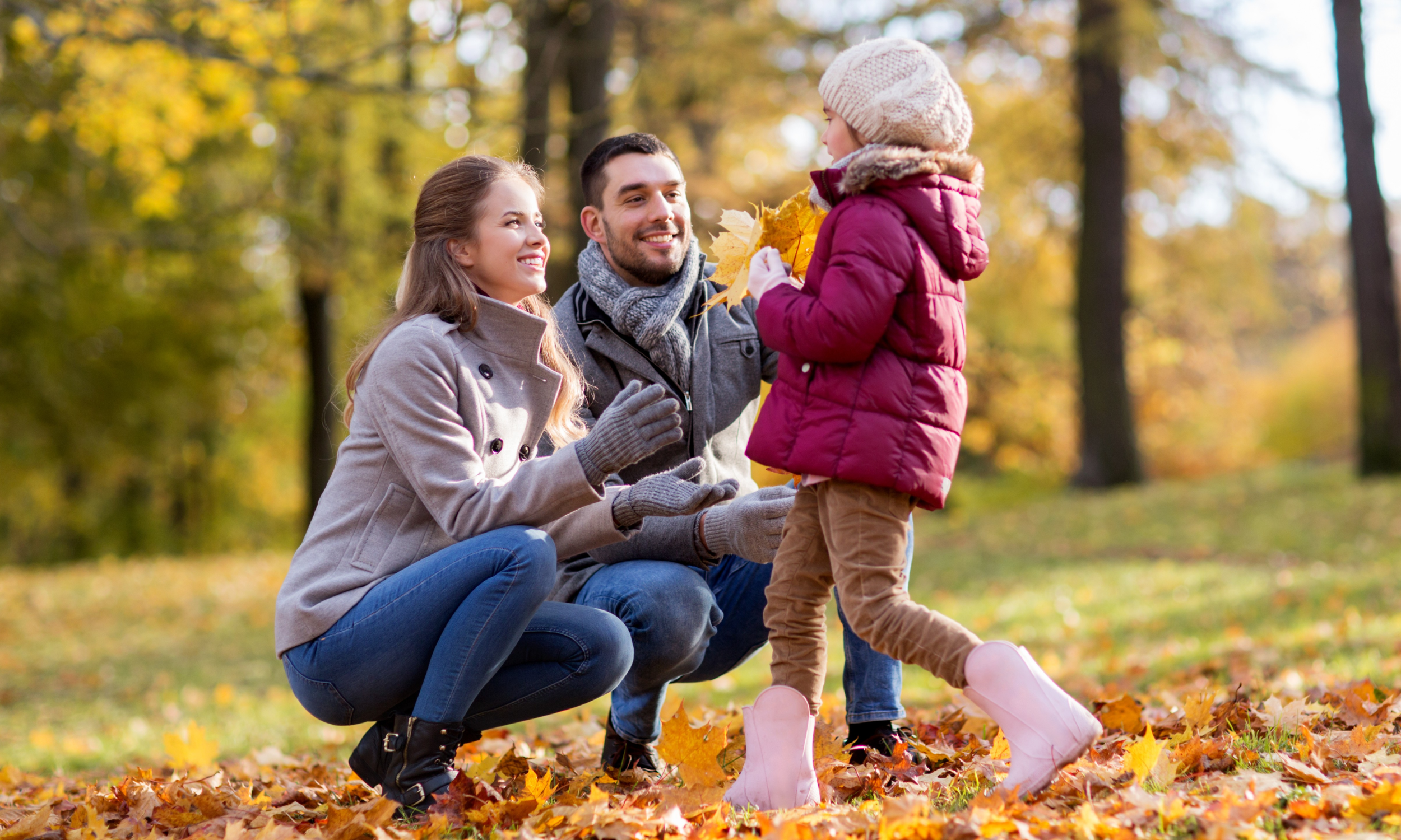 Family enjoying a fall walk outdoors in Fort Mill, SC