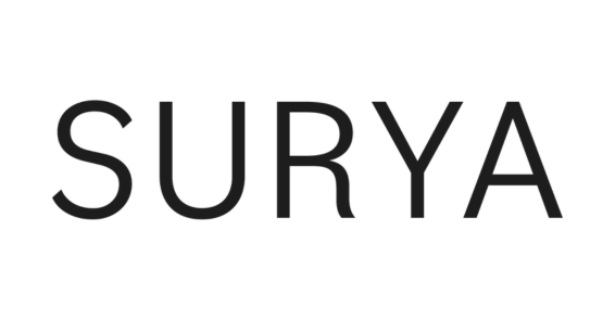 The word 'SURYA' written in black uppercase letters on a white background.