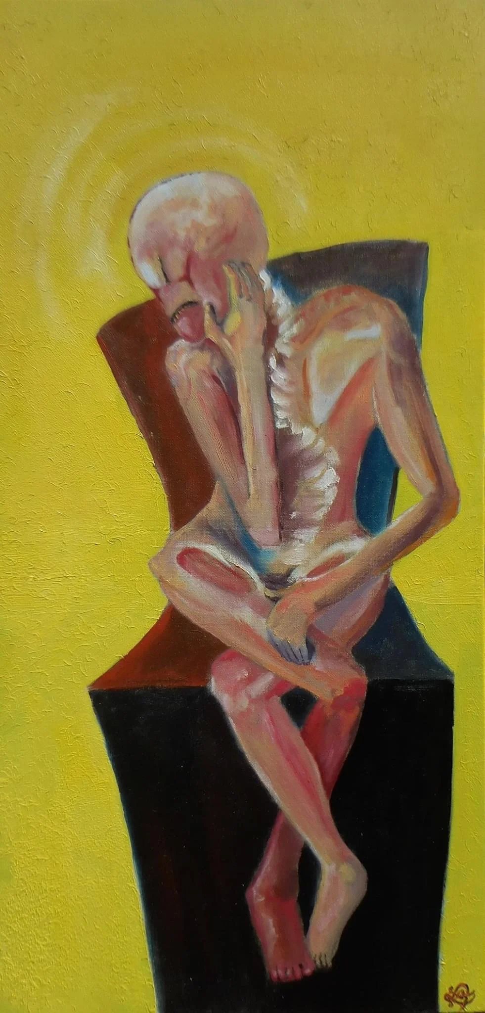 autoportrait à l'écoute - 16x31,5.JPG